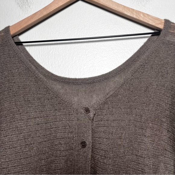 Subtle Luxury Women 100% Cashmere Sweater Medium Chocolate Brown Academia Cardig - Picture 5 of 9